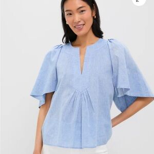Chambray Finley Flutter Sleeve Top